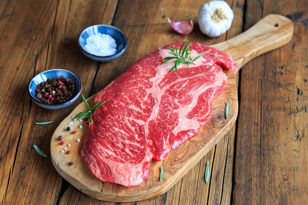 Chuck Steak/Roast. Bone in. All-natural, grain finished - Black Angus beef.